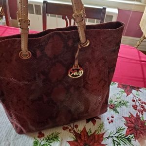 Michael Kors red snakeskin handbag